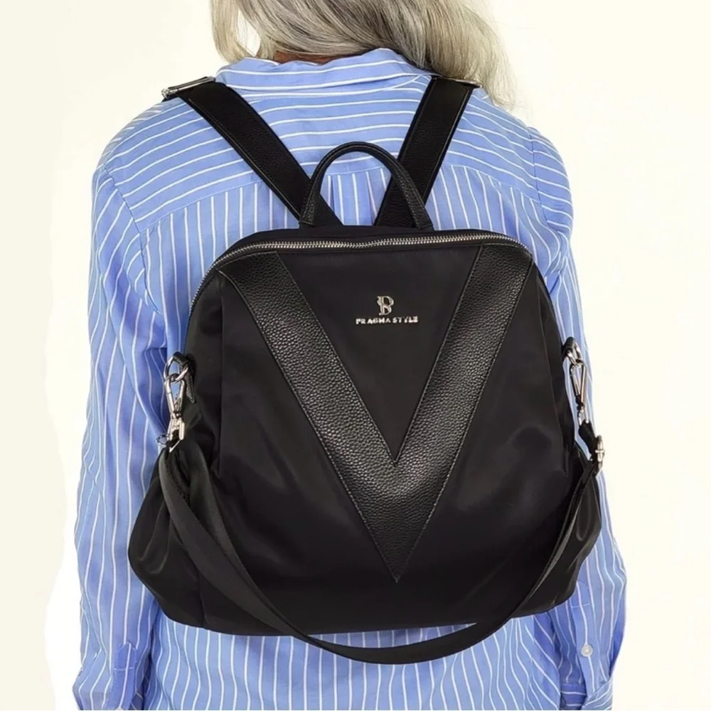 Purple Geometric Backpack with V-Panel Design